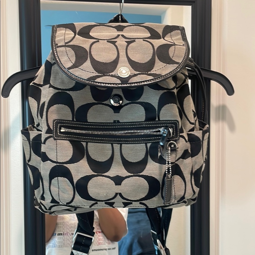 Black and Cream Logo Backpack